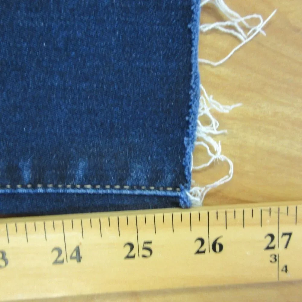 FRAME Le High Rise‎ Straight Leg Jeans Size 25 Sanctuary Dark Blue Denim Raw Hem